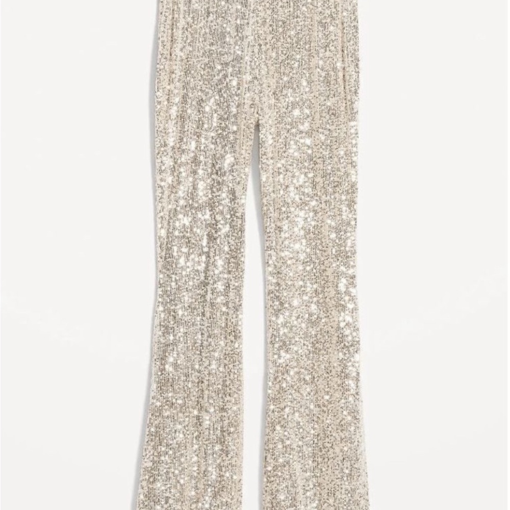 Elegant Silver Sequin Women's Pants